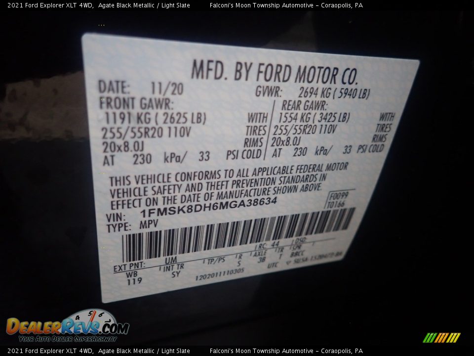 2021 Ford Explorer XLT 4WD Agate Black Metallic / Light Slate Photo #27