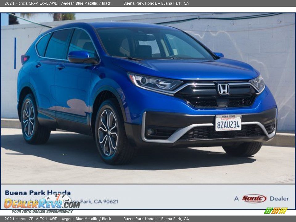 2021 Honda CR-V EX-L AWD Aegean Blue Metallic / Black Photo #1
