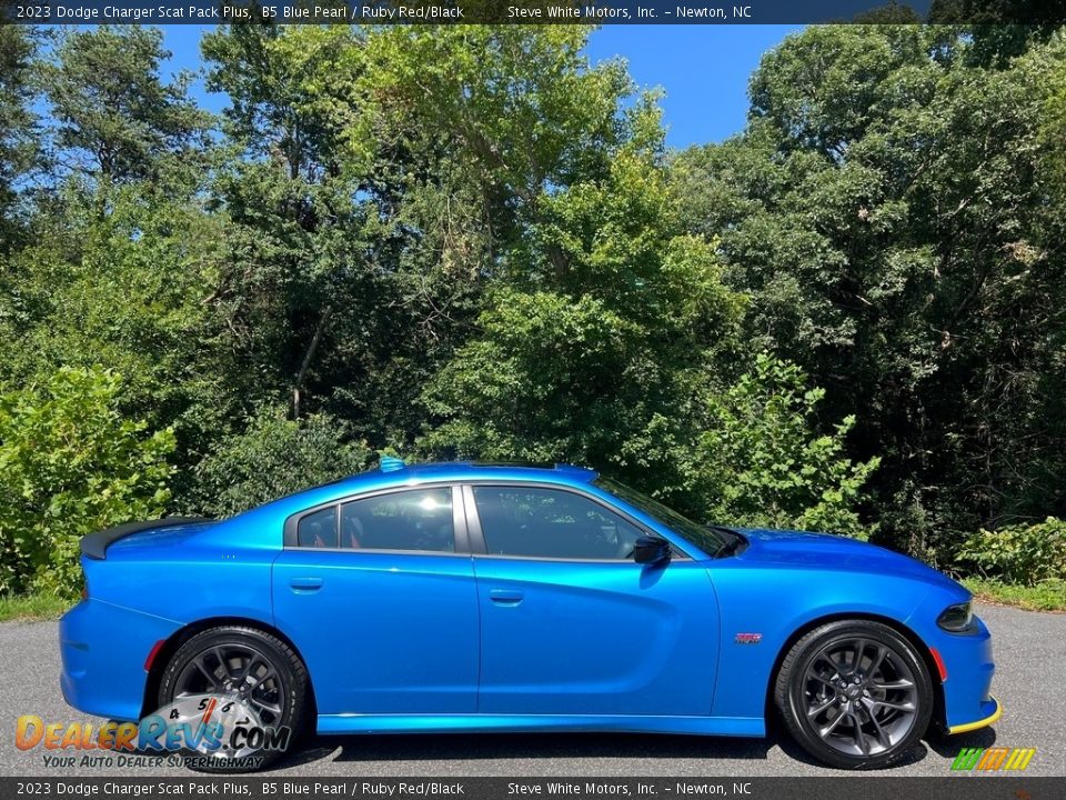 2023 Dodge Charger Scat Pack Plus B5 Blue Pearl / Ruby Red/Black Photo #5