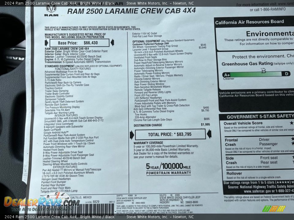 2024 Ram 2500 Laramie Crew Cab 4x4 Window Sticker Photo #29