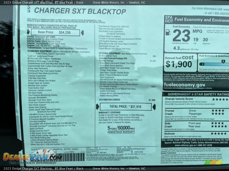 2023 Dodge Charger SXT Blacktop B5 Blue Pearl / Black Photo #27
