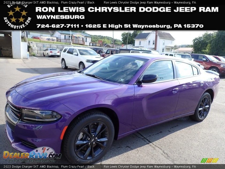 2023 Dodge Charger SXT AWD Blacktop Plum Crazy Pearl / Black Photo #1