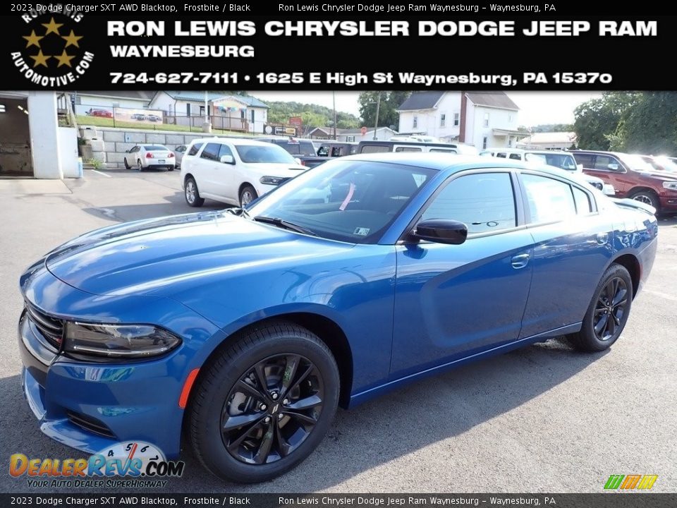 2023 Dodge Charger SXT AWD Blacktop Frostbite / Black Photo #1