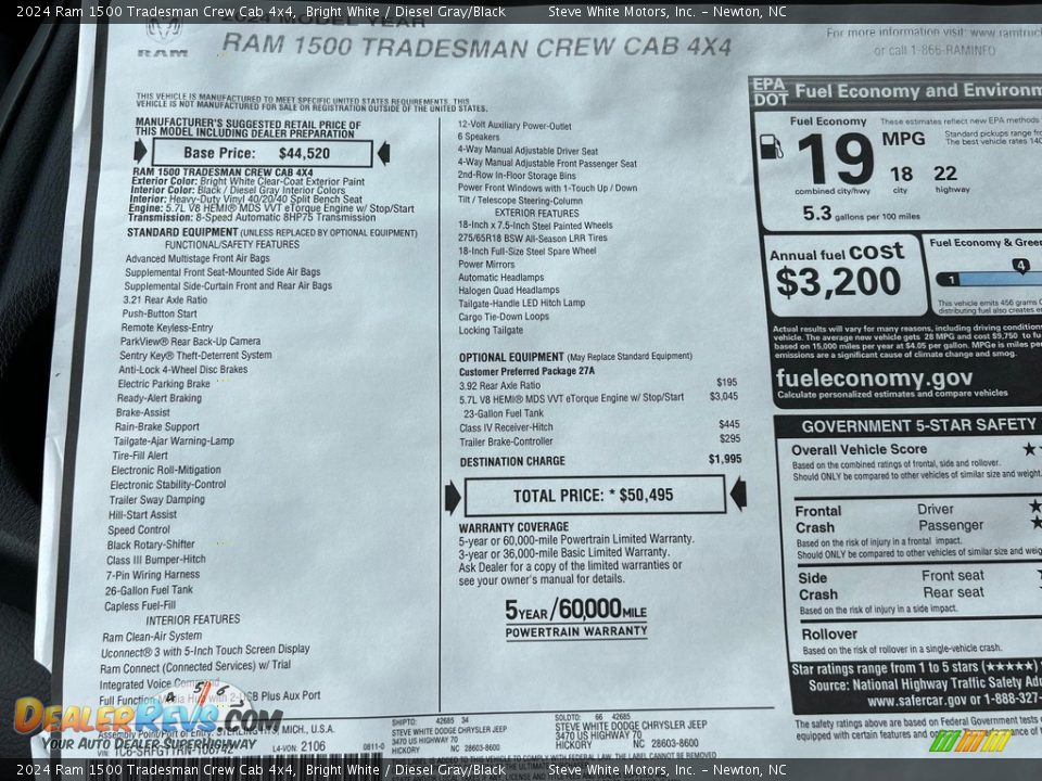 2024 Ram 1500 Tradesman Crew Cab 4x4 Window Sticker Photo #24