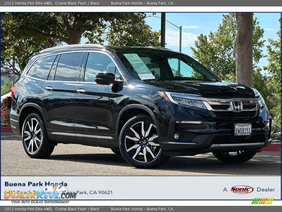 2021 Honda Pilot Elite AWD Crystal Black Pearl / Black Photo #1