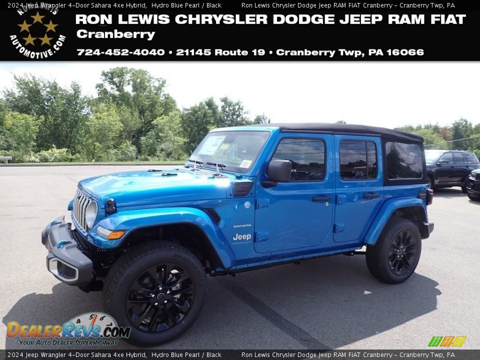 2024 Jeep Wrangler 4-Door Sahara 4xe Hybrid Hydro Blue Pearl / Black Photo #1