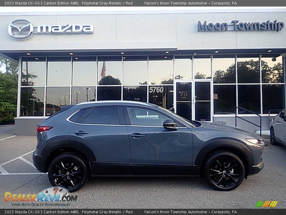 2023 Mazda CX-30 S Carbon Edition AWD Polymetal Gray Metallic / Red Photo #1