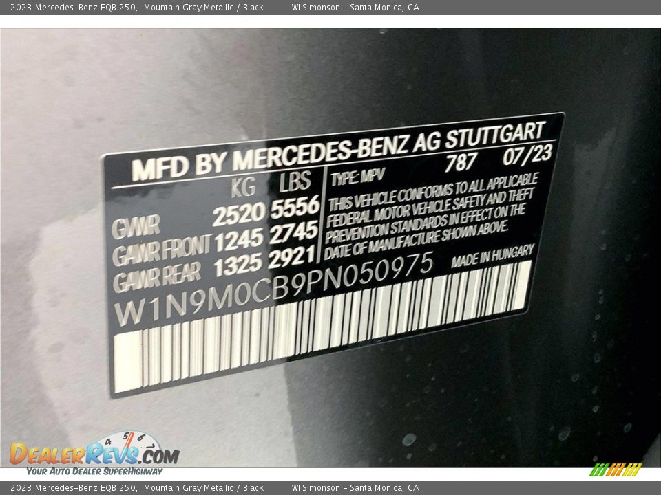 2023 Mercedes-Benz EQB 250 Mountain Gray Metallic / Black Photo #11
