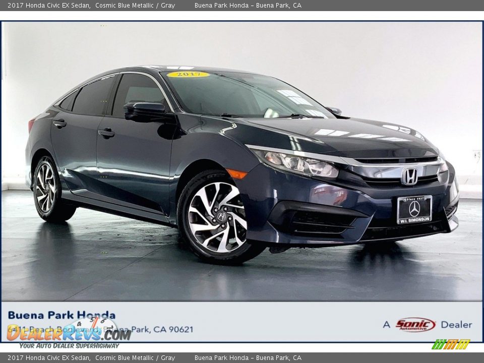 2017 Honda Civic EX Sedan Cosmic Blue Metallic / Gray Photo #1