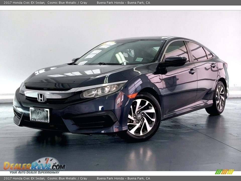 2017 Honda Civic EX Sedan Cosmic Blue Metallic / Gray Photo #12