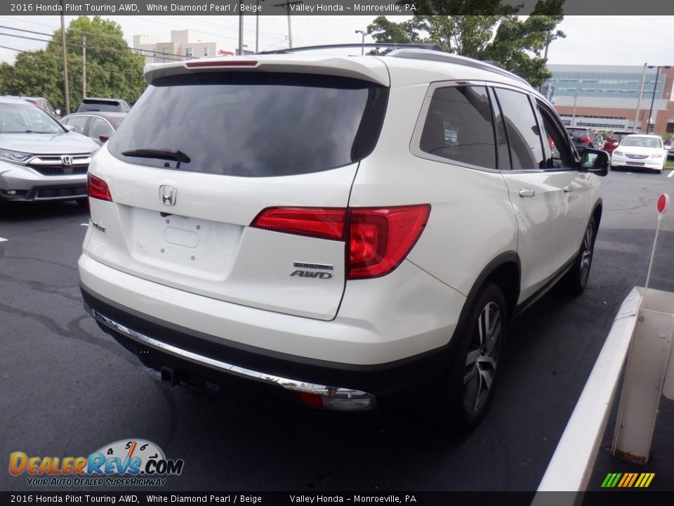 2016 Honda Pilot Touring AWD White Diamond Pearl / Beige Photo #5