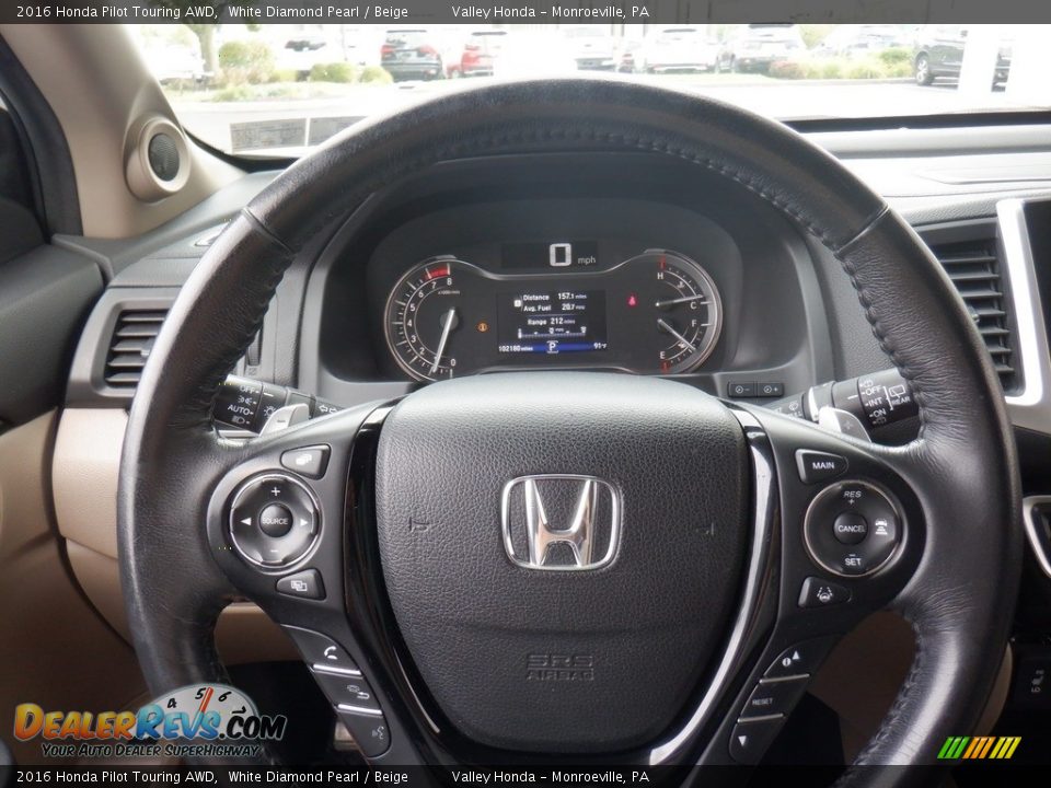 2016 Honda Pilot Touring AWD White Diamond Pearl / Beige Photo #27