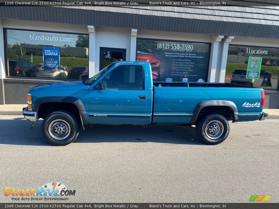 1998 Chevrolet C/K 2500 K2500 Regular Cab 4x4 Bright Blue Metallic / Gray Photo #10