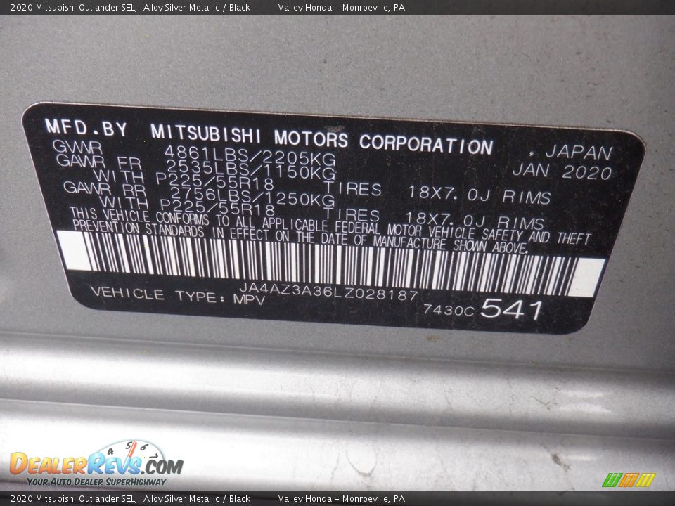 2020 Mitsubishi Outlander SEL Alloy Silver Metallic / Black Photo #26
