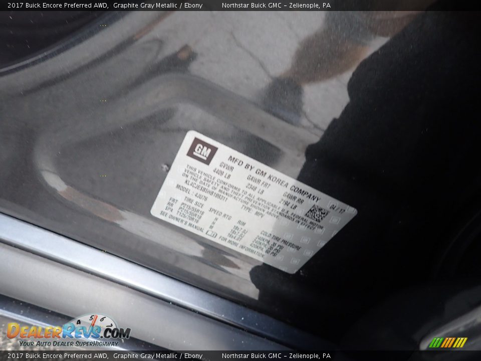 2017 Buick Encore Preferred AWD Graphite Gray Metallic / Ebony Photo #30