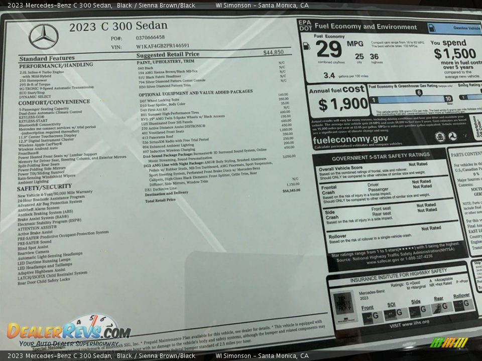 2023 Mercedes-Benz C 300 Sedan Window Sticker Photo #18