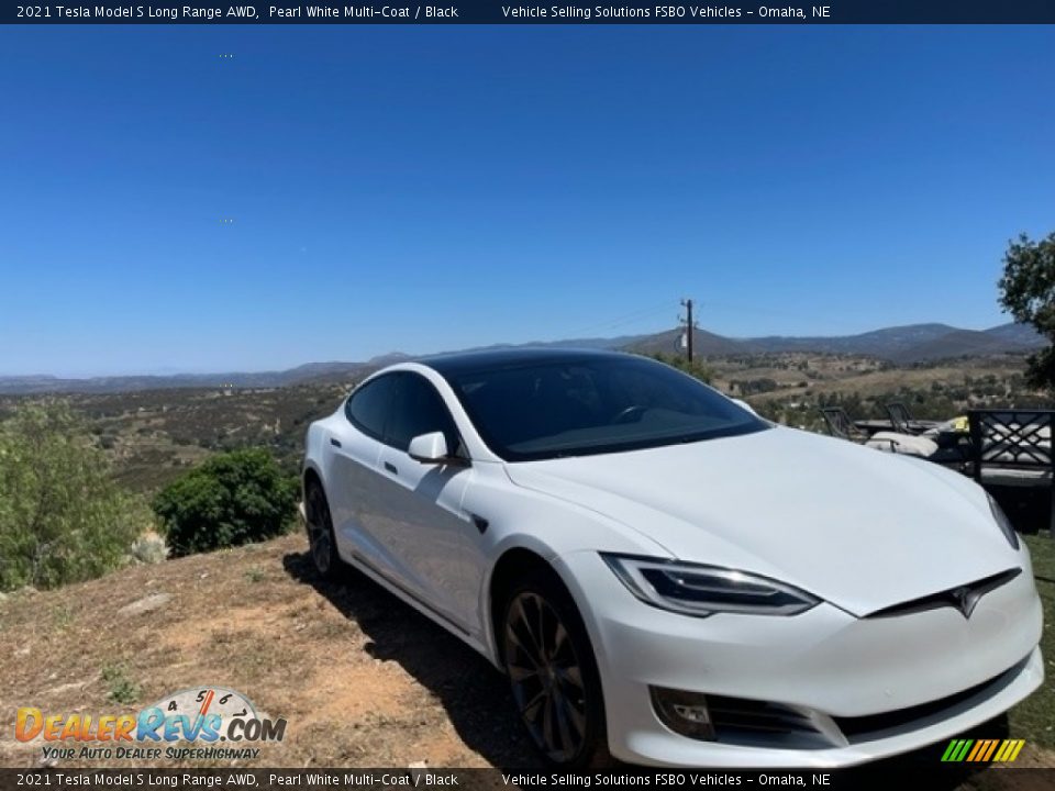 2021 Tesla Model S Long Range AWD Pearl White Multi-Coat / Black Photo #4