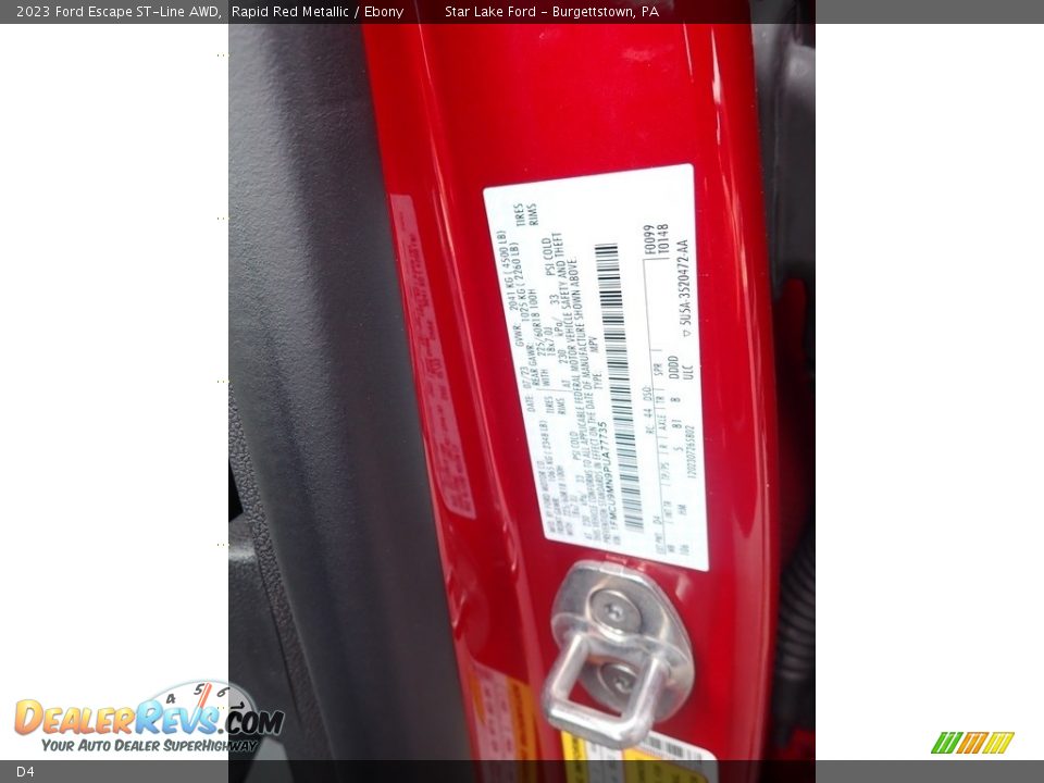 Ford Color Code D4 Rapid Red Metallic