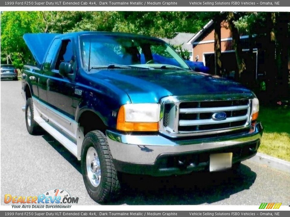 1999 Ford F250 Super Duty XLT Extended Cab 4x4 Dark Tourmaline Metallic / Medium Graphite Photo #7