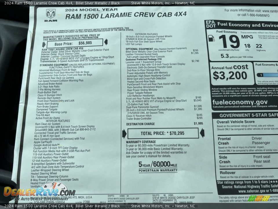 2024 Ram 1500 Laramie Crew Cab 4x4 Window Sticker Photo #32