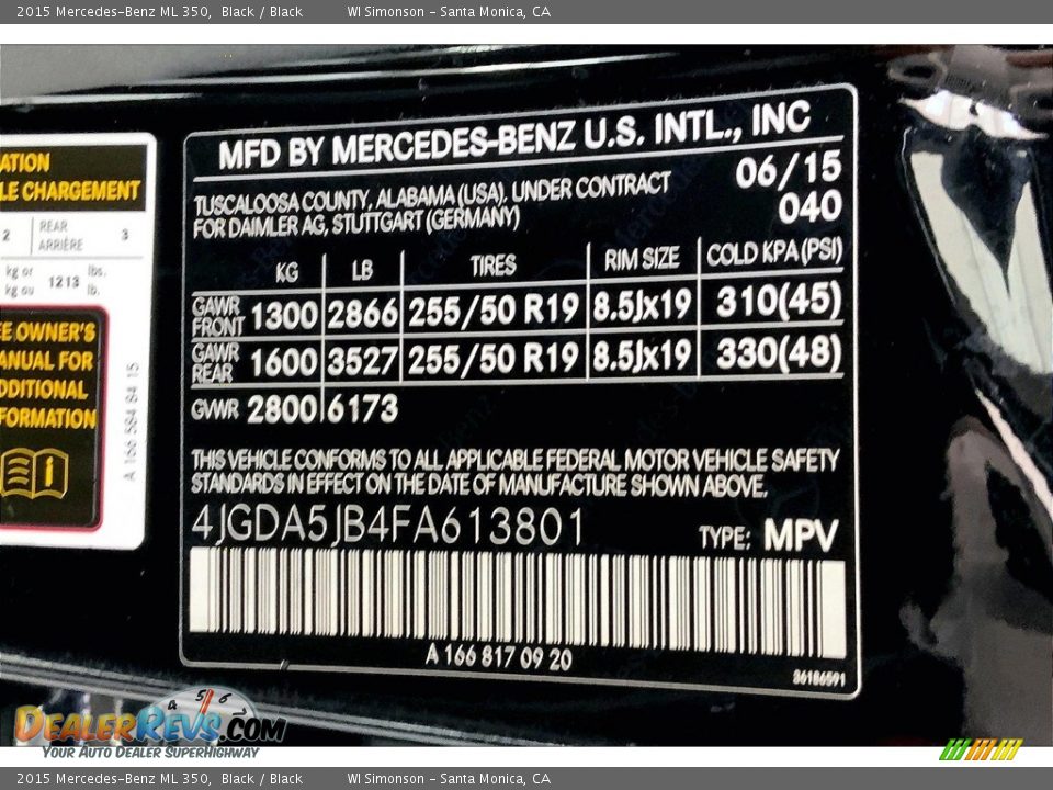 2015 Mercedes-Benz ML 350 Black / Black Photo #33