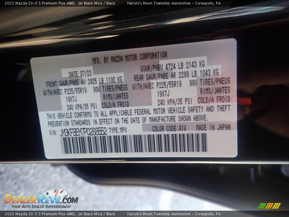 2023 Mazda CX-5 S Premium Plus AWD Jet Black Mica / Black Photo #18