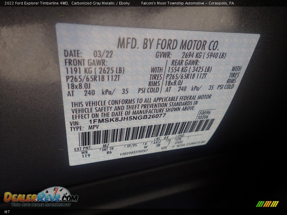 Ford Color Code M7 Carbonized Gray Metallic