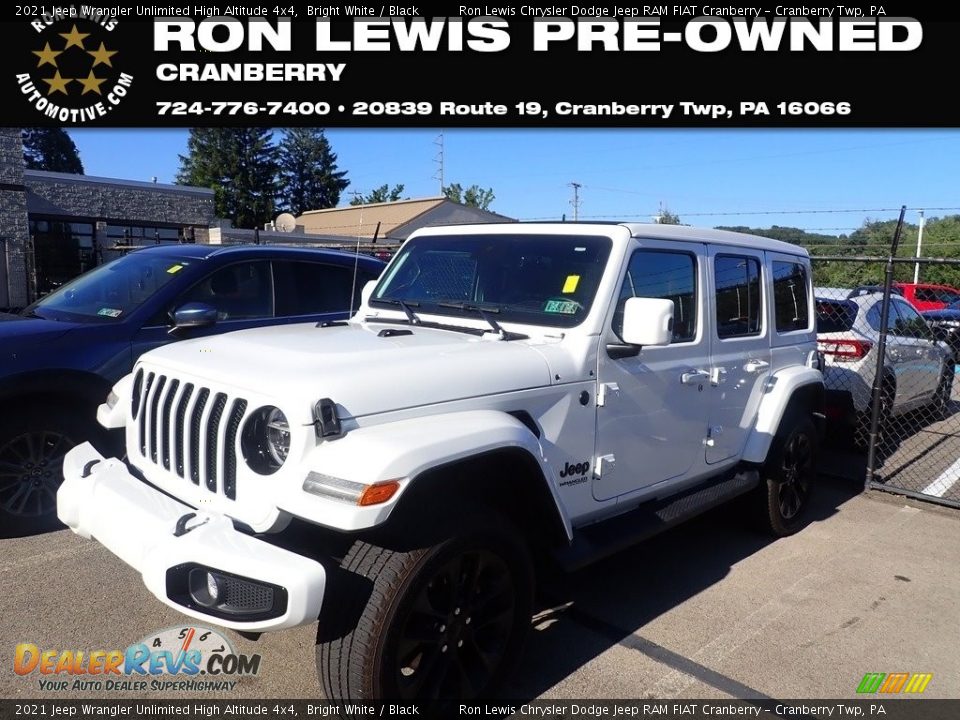 2021 Jeep Wrangler Unlimited High Altitude 4x4 Bright White / Black Photo #1