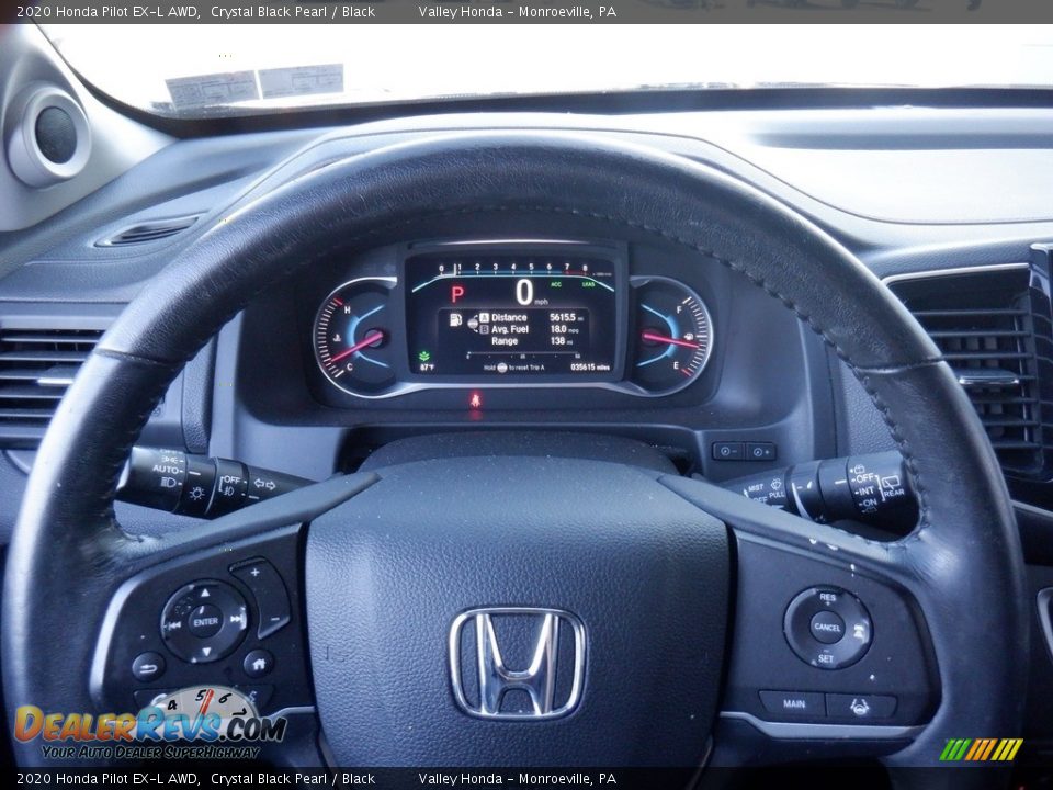2020 Honda Pilot EX-L AWD Crystal Black Pearl / Black Photo #25