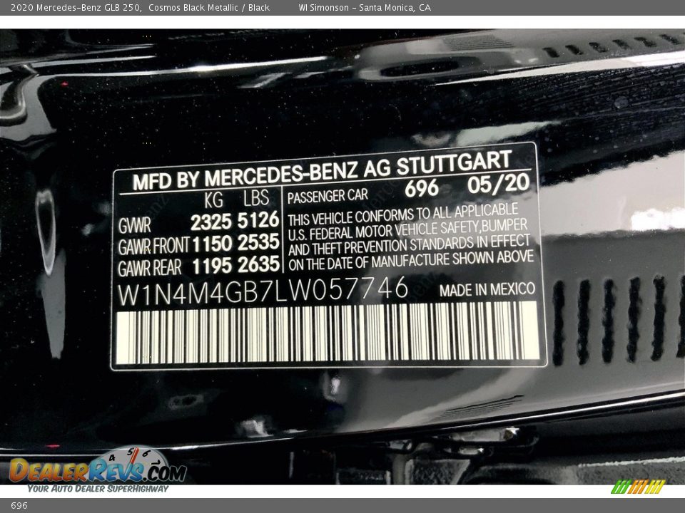 Mercedes-Benz Color Code 696 Cosmos Black Metallic