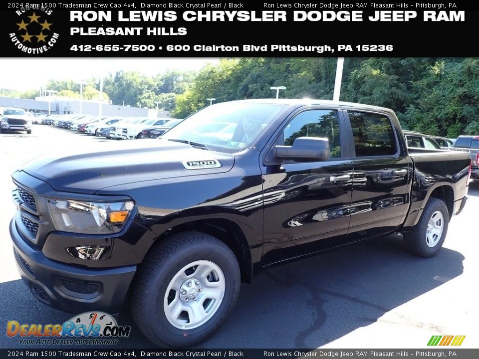 2024 Ram 1500 Tradesman Crew Cab 4x4 Diamond Black Crystal Pearl / Black Photo #1