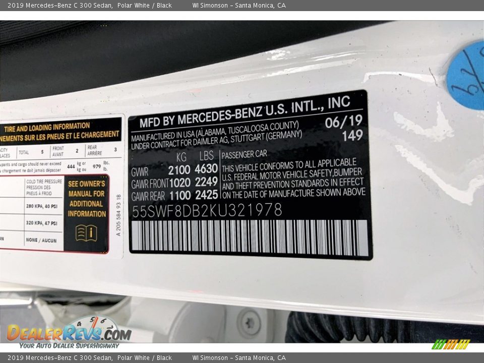 2019 Mercedes-Benz C 300 Sedan Polar White / Black Photo #33