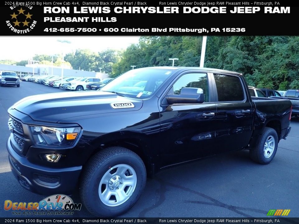 2024 Ram 1500 Big Horn Crew Cab 4x4 Diamond Black Crystal Pearl / Black Photo #1