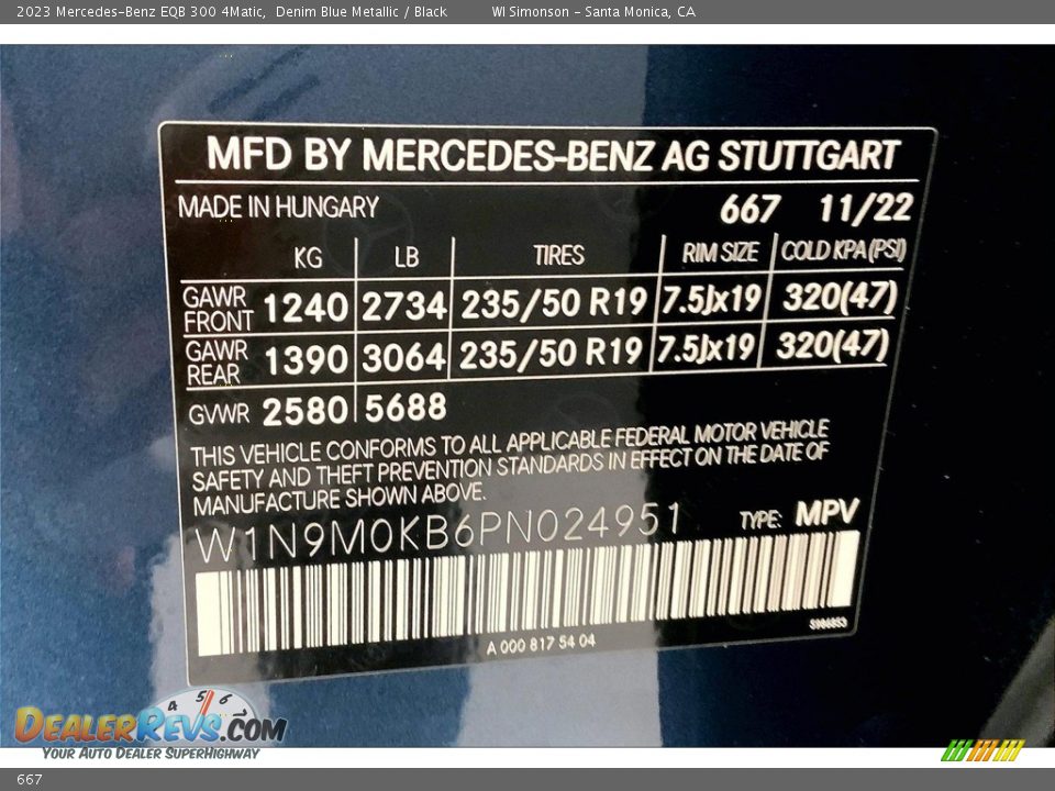 Mercedes-Benz Color Code 667 Denim Blue Metallic