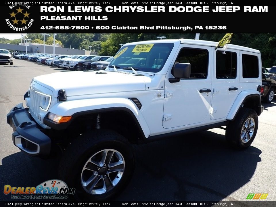 2021 Jeep Wrangler Unlimited Sahara 4x4 Bright White / Black Photo #1