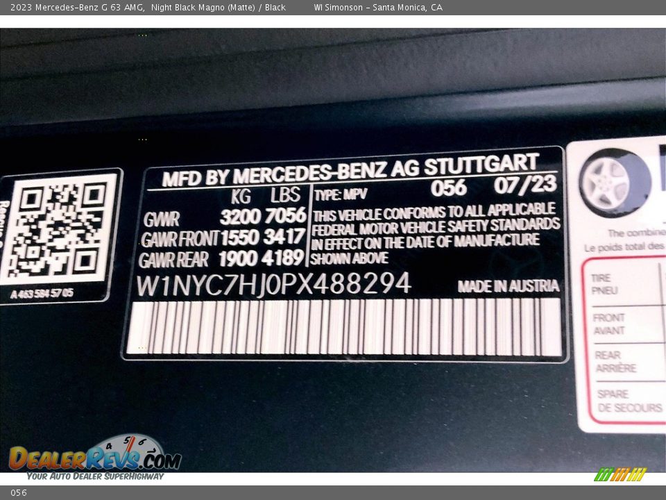 Mercedes-Benz Color Code 056 Night Black Magno (Matte)