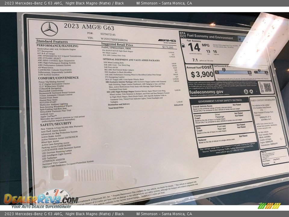 2023 Mercedes-Benz G 63 AMG Window Sticker Photo #13