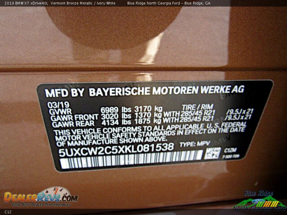 BMW Color Code C12 Vermont Bronze Metallic