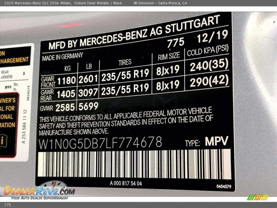 Mercedes-Benz Color Code 775 Iridium Silver Metallic