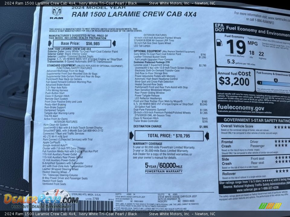 2024 Ram 1500 Laramie Crew Cab 4x4 Window Sticker Photo #33