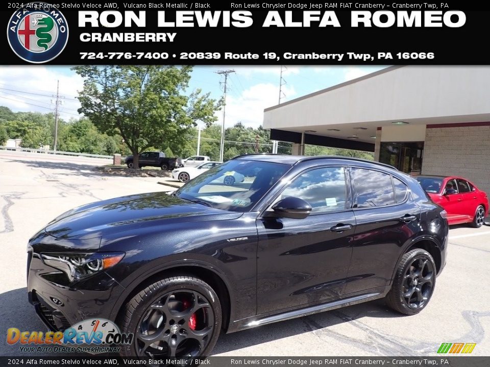 2024 Alfa Romeo Stelvio Veloce AWD Vulcano Black Metallic / Black Photo #1