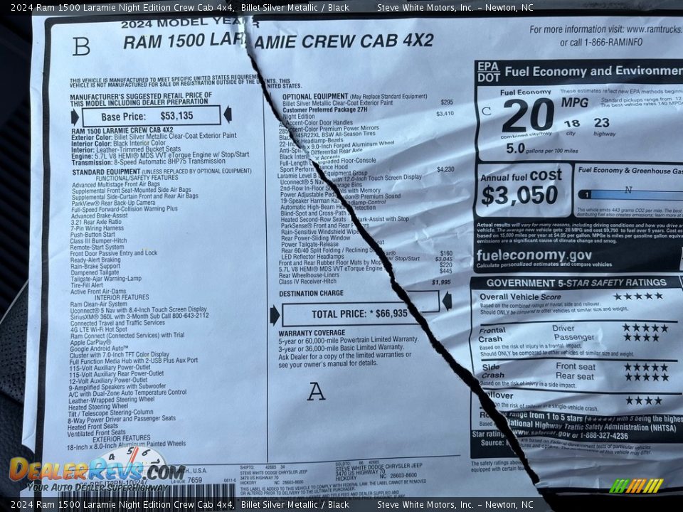 2024 Ram 1500 Laramie Night Edition Crew Cab 4x4 Window Sticker Photo #32