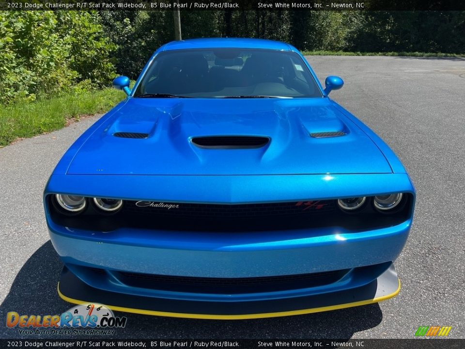 2023 Dodge Challenger R/T Scat Pack Widebody B5 Blue Pearl / Ruby Red/Black Photo #3