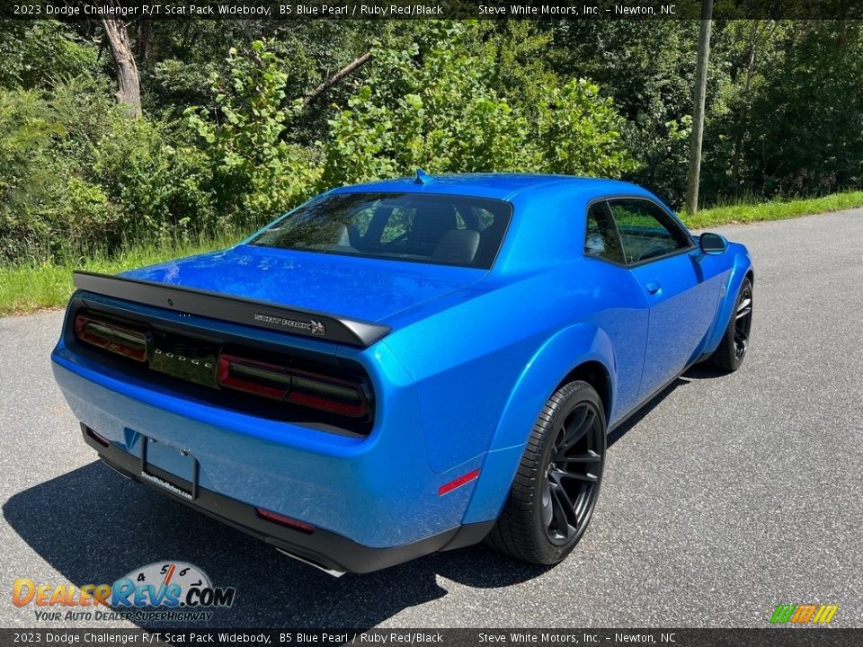 2023 Dodge Challenger R/T Scat Pack Widebody B5 Blue Pearl / Ruby Red/Black Photo #6