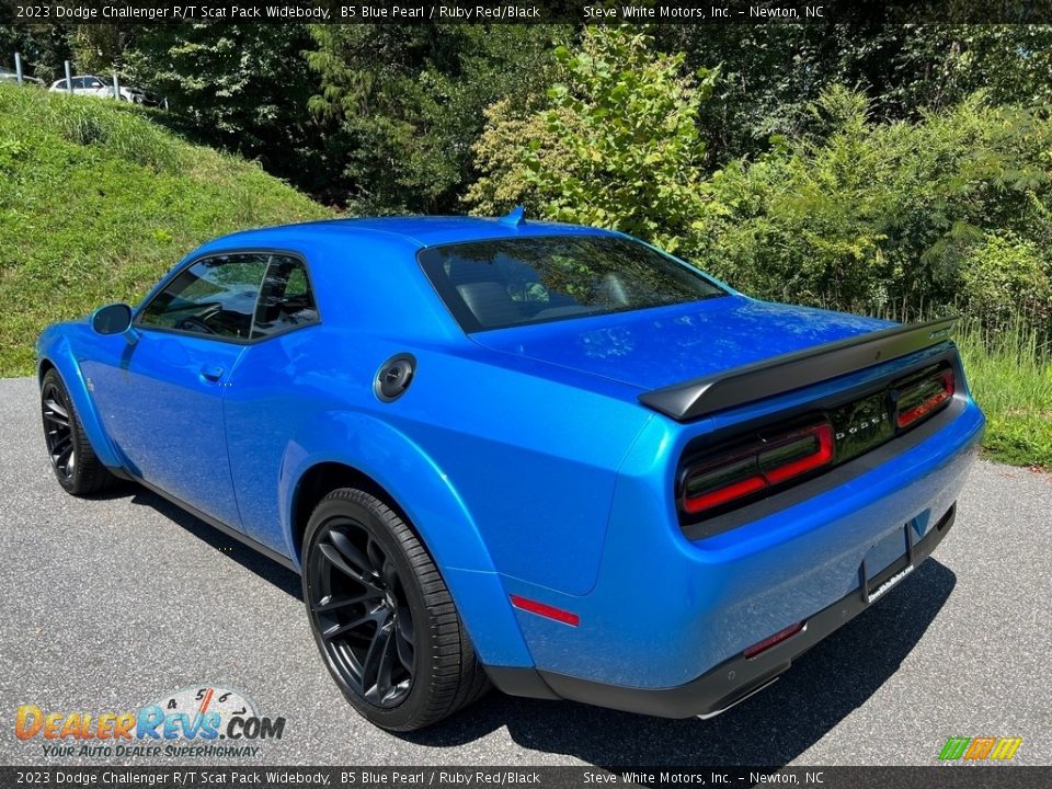 2023 Dodge Challenger R/T Scat Pack Widebody B5 Blue Pearl / Ruby Red/Black Photo #8