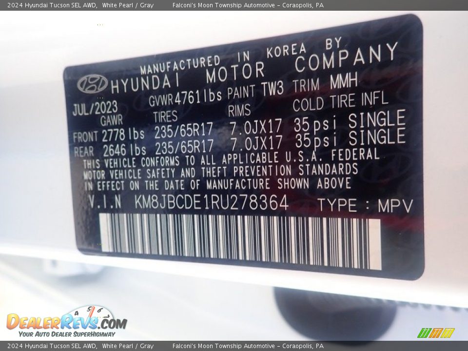 2024 Hyundai Tucson SEL AWD White Pearl / Gray Photo #18