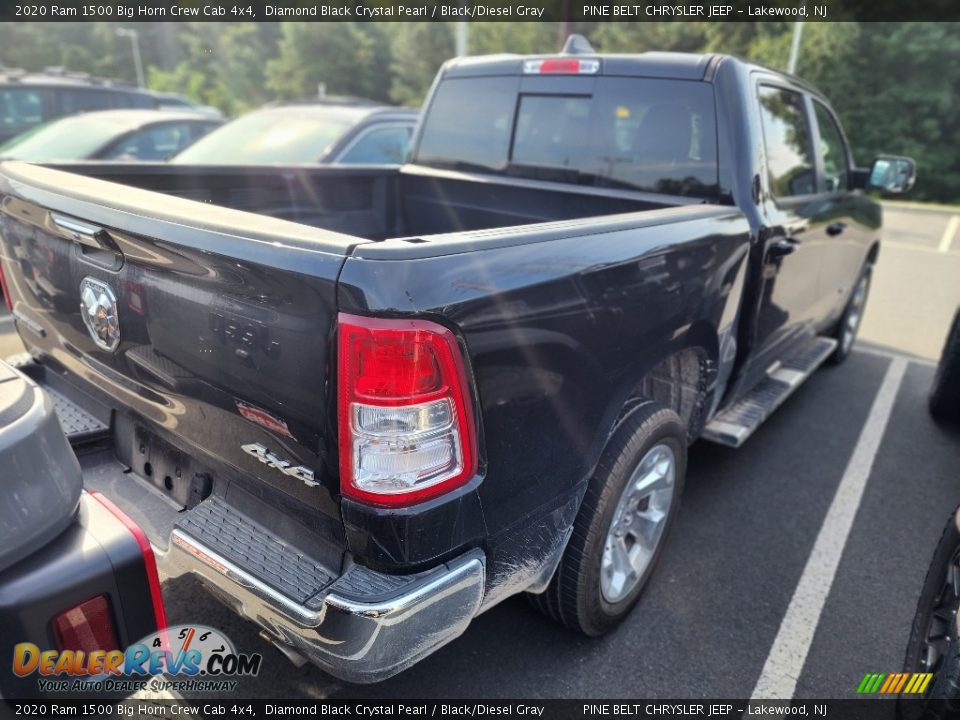 2020 Ram 1500 Big Horn Crew Cab 4x4 Diamond Black Crystal Pearl / Black/Diesel Gray Photo #3