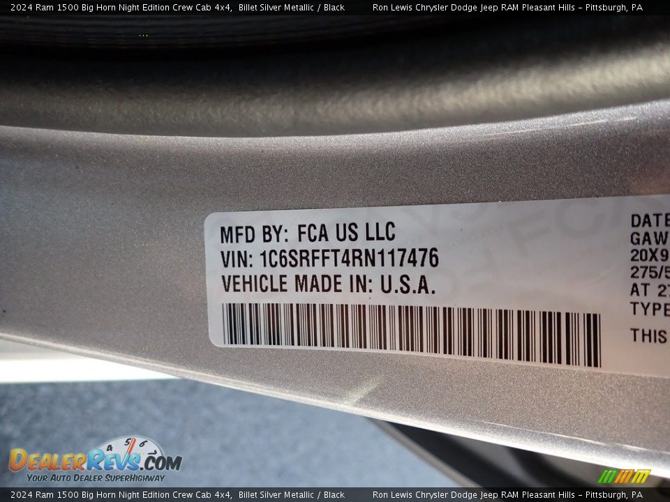 2024 Ram 1500 Big Horn Night Edition Crew Cab 4x4 Billet Silver Metallic / Black Photo #16