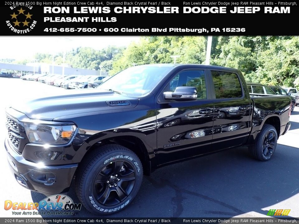 2024 Ram 1500 Big Horn Night Edition Crew Cab 4x4 Diamond Black Crystal Pearl / Black Photo #1