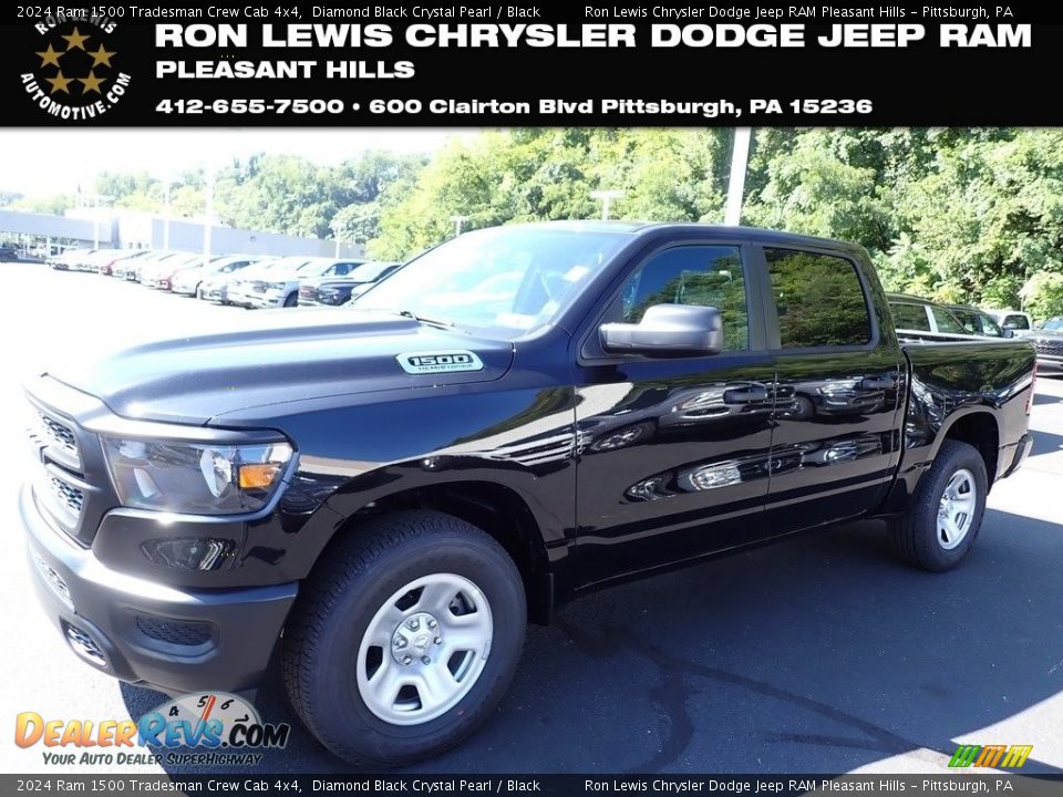 2024 Ram 1500 Tradesman Crew Cab 4x4 Diamond Black Crystal Pearl / Black Photo #1